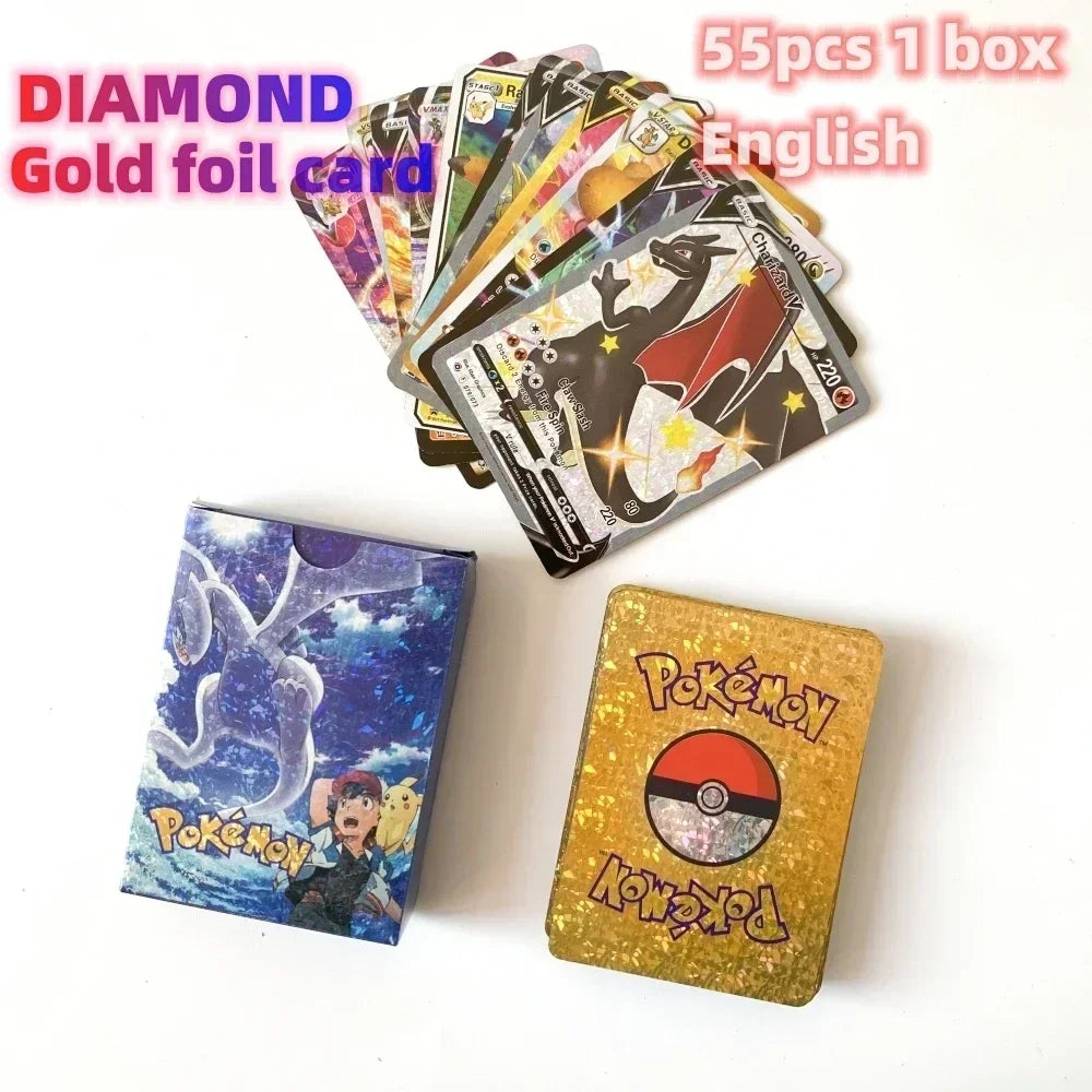 2024 NEW 27-55PCS Pokemon Colorful Gold Foil Card Charizard Pikachu Arceus Silver Rainbow English German VSTAR GX V VMAX Card