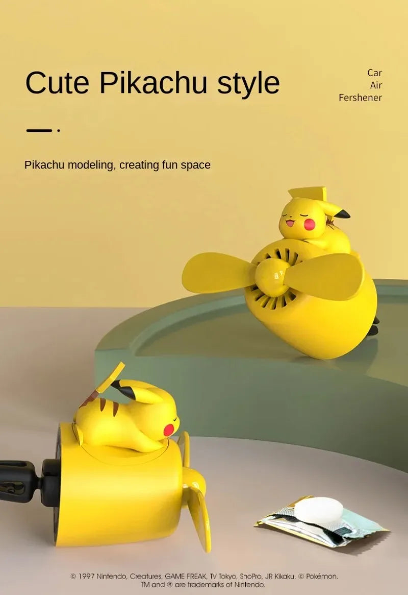 Pokemon Cartoon Anime Pikachu Car Air Freshener Perfume Diffuser Rotating Propeller Outlet Fragrance Auto Decoration Accessories
