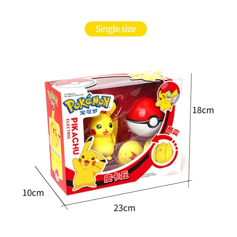Pokemon Action Figure Transformer Doll Pokeball Figurine Poke Ball Deform Pikachu Greninja Lucario Mew Snorlax Lapras Kids Toy