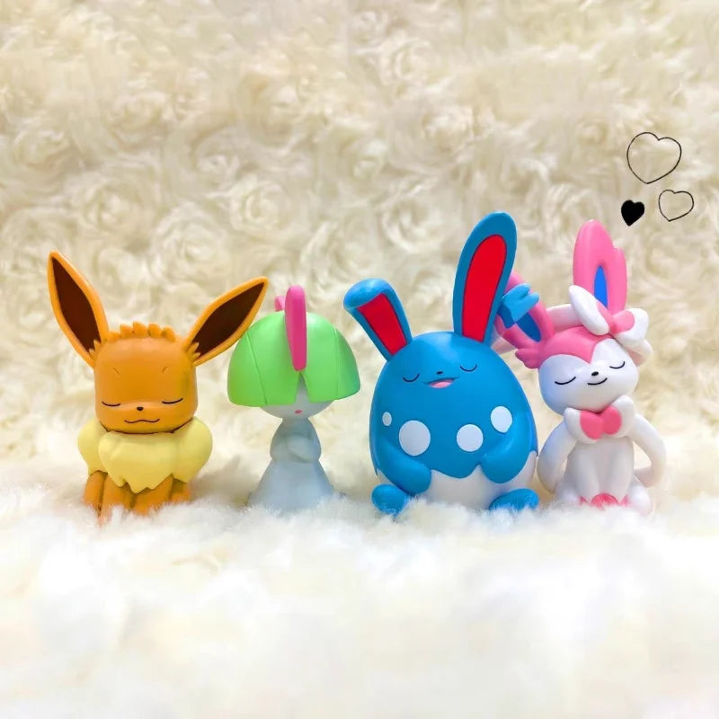 Anime Pokemon Gashapon Toys Shoulder to Shoulder Series 6 Eevee Sylveon Ralts Azumarill Cartoon Figure Model Dolls Kids Gifts