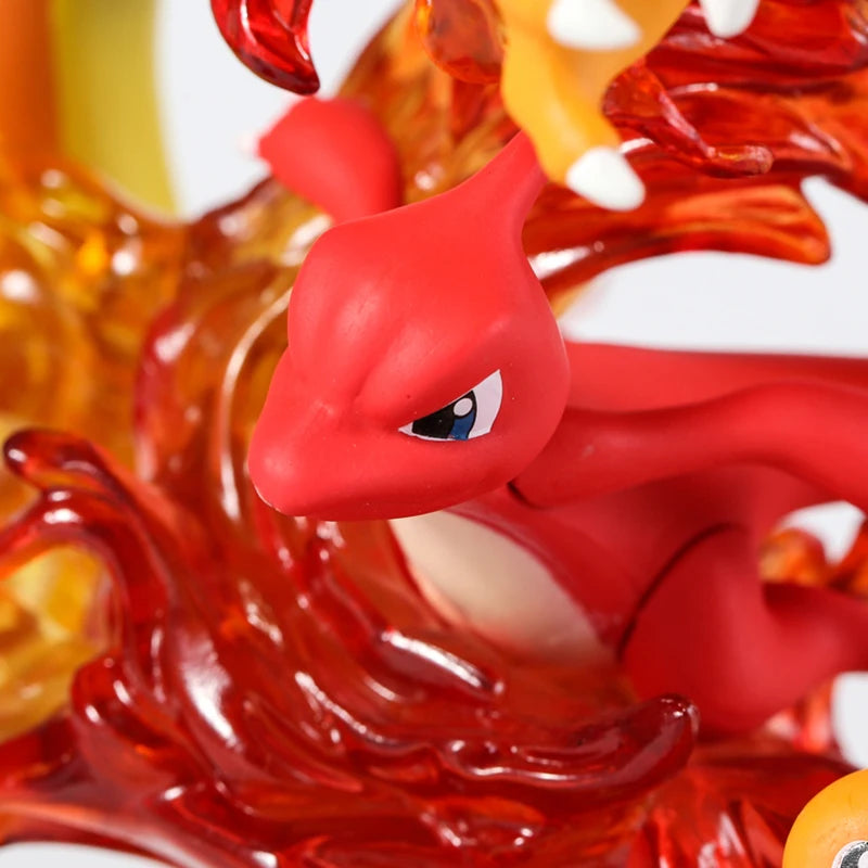 Pokemon Evolution Charizard Charmander Mewtwo Mew PVC Figure Collectible Model Toy with Light