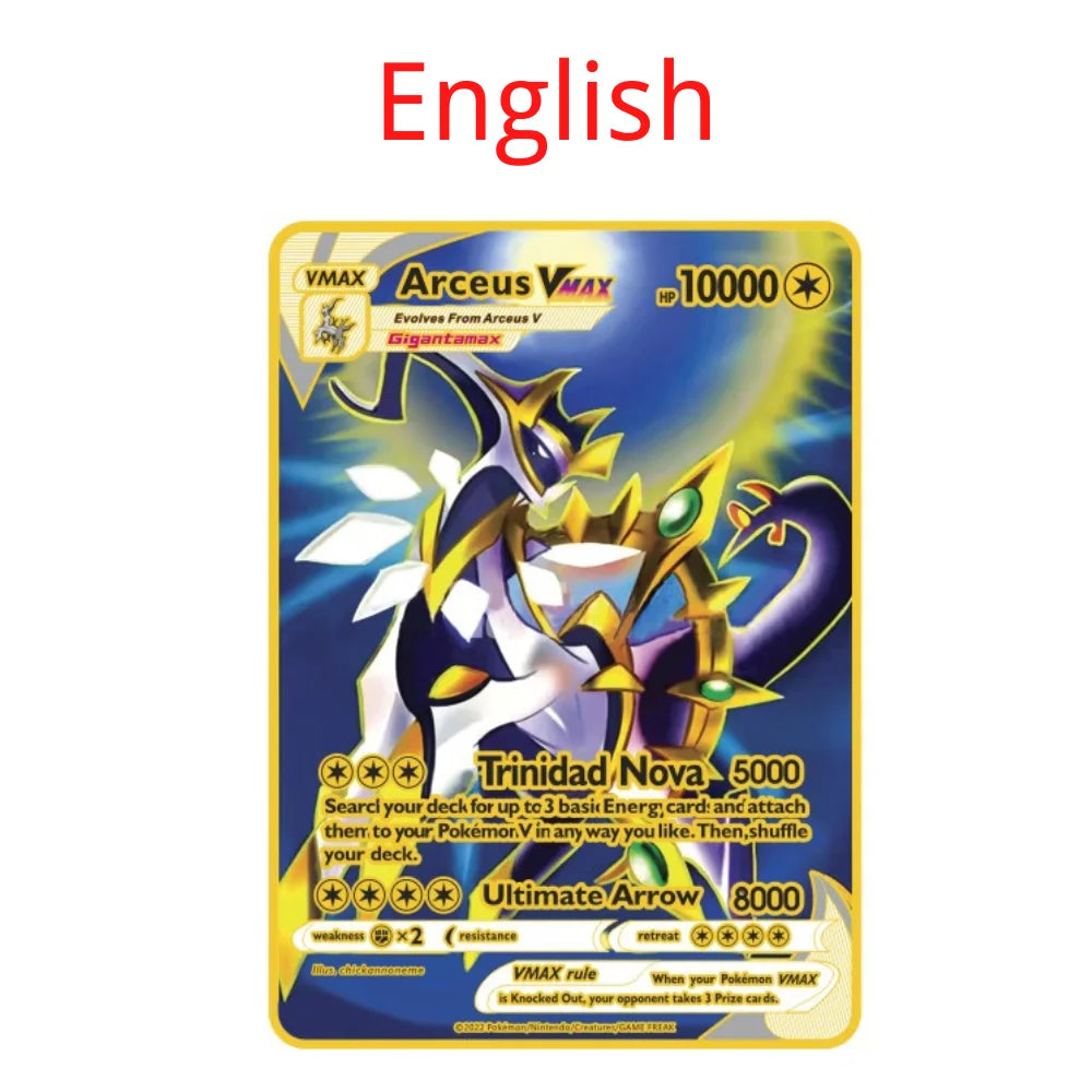 10000 point arceus vmax pokemon metal cards DIY card pikachu charizard golden limited edition kids gift game collection cards