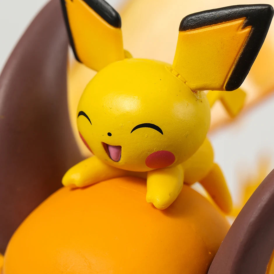 Pokemon Evolution Raichu Pikachu Pichu Light Up Statue Figure Collectible Model Toy