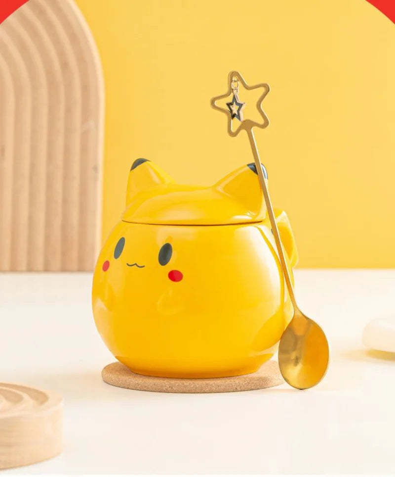 320ml Cute Pokemon Pikachu Ceramic Mug Creative Anime Modelling Children's Breakfast Milk Cup Coffee Tea Water Cup Boy Girl Gift