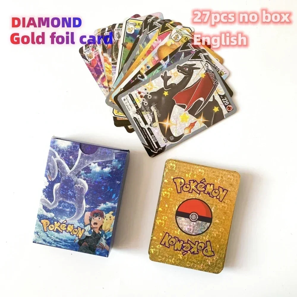 2024 NEW 27-55PCS Pokemon Colorful Gold Foil Card Charizard Pikachu Arceus Silver Rainbow English German VSTAR GX V VMAX Card