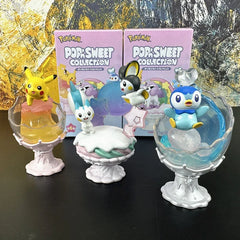 Pokemon Miniature Scene Ornaments Cup Figures Blind Box Toys Ponyta Gengar Pachirisu Emolga Doll Model Toys Kids Gifts