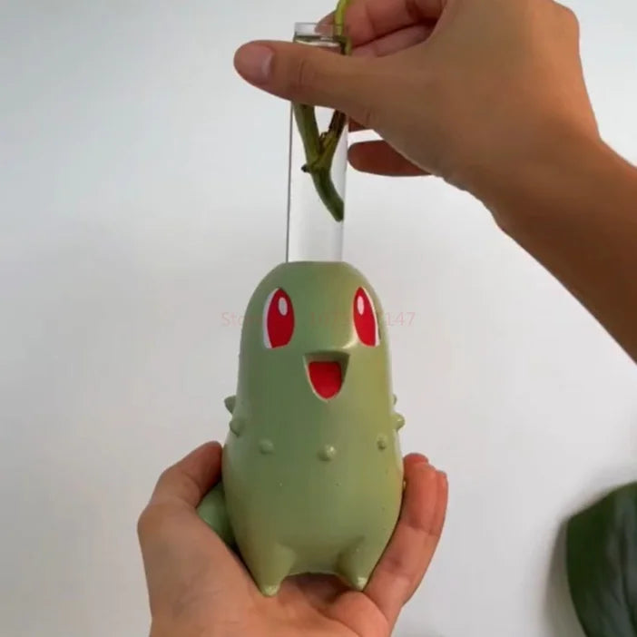 Pokemon Chikorita Kawaii Planter Flower Pot Creative Pot Chikoritas Statue Vase Ornaments Figure Model Decor Gifts Toy