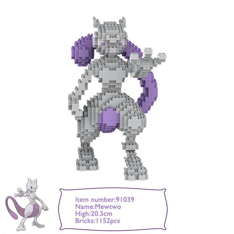 Pokemon Building Block Lucario Mewtow Cubone Gyarados Gengar Piplup Mega Charizard Figure DIY Assembly Micro Bricks Toys for Kid