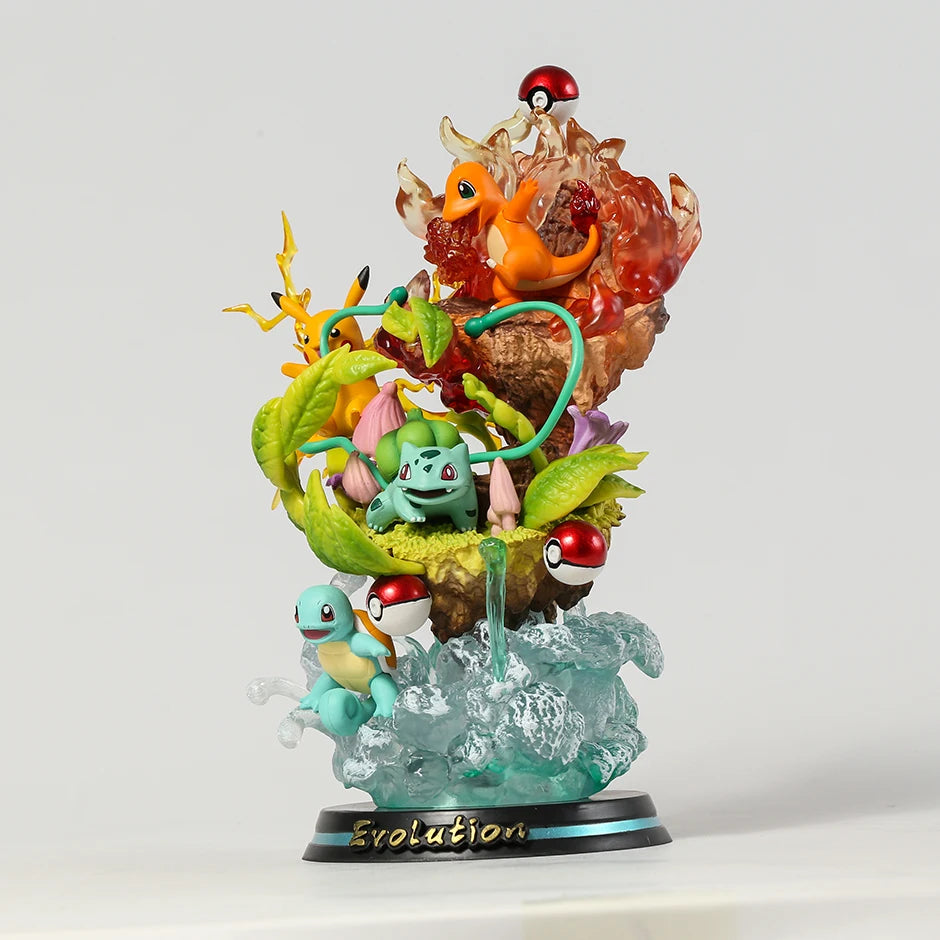 Pokemon Pikachu Charmander Bulbasaur Squirtle Evolution PVC Collection Model Statue Anime Figure Toy