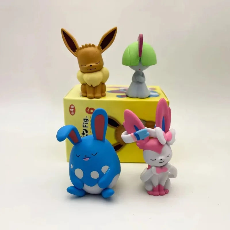 Anime Pokemon Gashapon Toys Shoulder to Shoulder Series 6 Eevee Sylveon Ralts Azumarill Cartoon Figure Model Dolls Kids Gifts