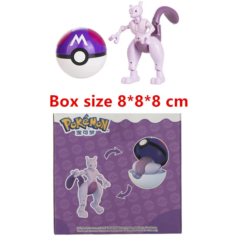 Pokemon Anime Figure Charizard Pikachu Mewtwo Pocket Monster Action Deformation Pokeball Toy Figures Model Kids Christmas Gift