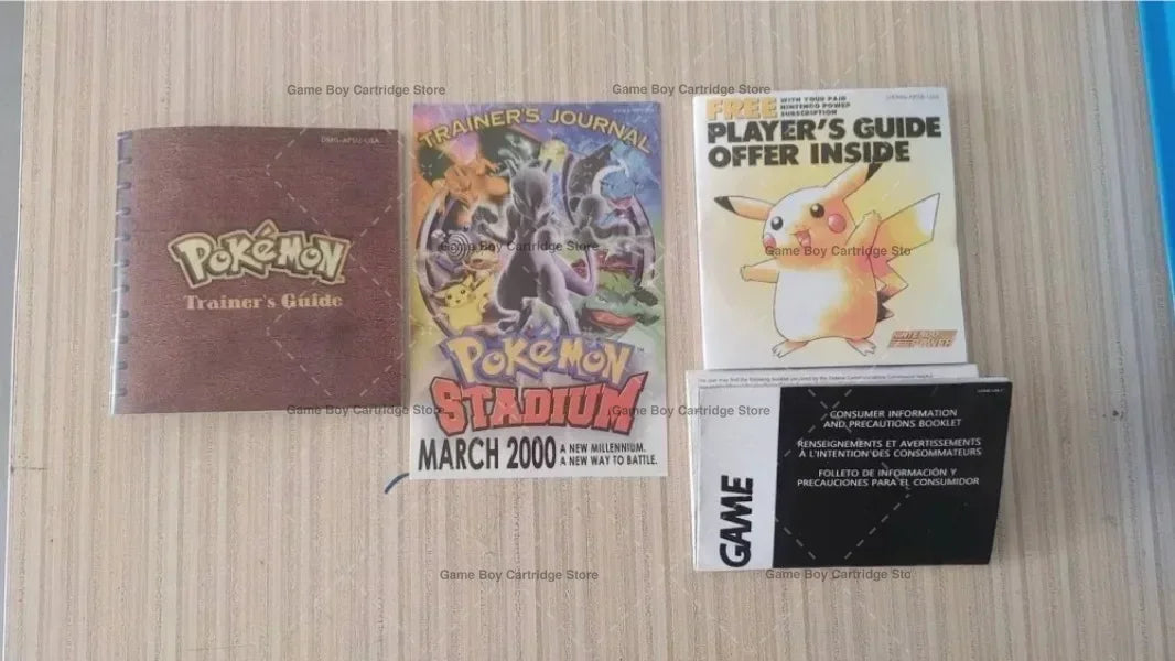 Pokemon Series Blue/Crystal/Gold/Green/Red/Silver/Yellow GBC Game in Box for Video Game Cartridge USA Version