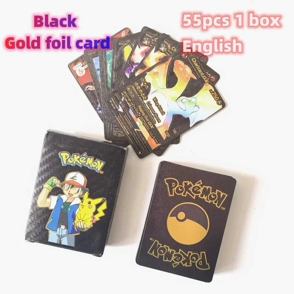 2024 NEW 27-55PCS Pokemon Colorful Gold Foil Card Charizard Pikachu Arceus Silver Rainbow English German VSTAR GX V VMAX Card