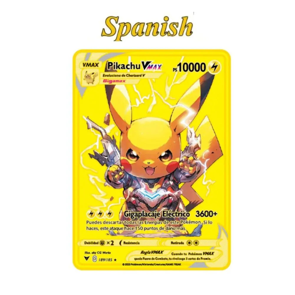 2022Spanish Pokémon Cards Metal Pokemon Letters Spanish Pokemon Iron Cards Mewtwo Pikachu Gx Charizard Vmax Cartas Pokémon Vmax