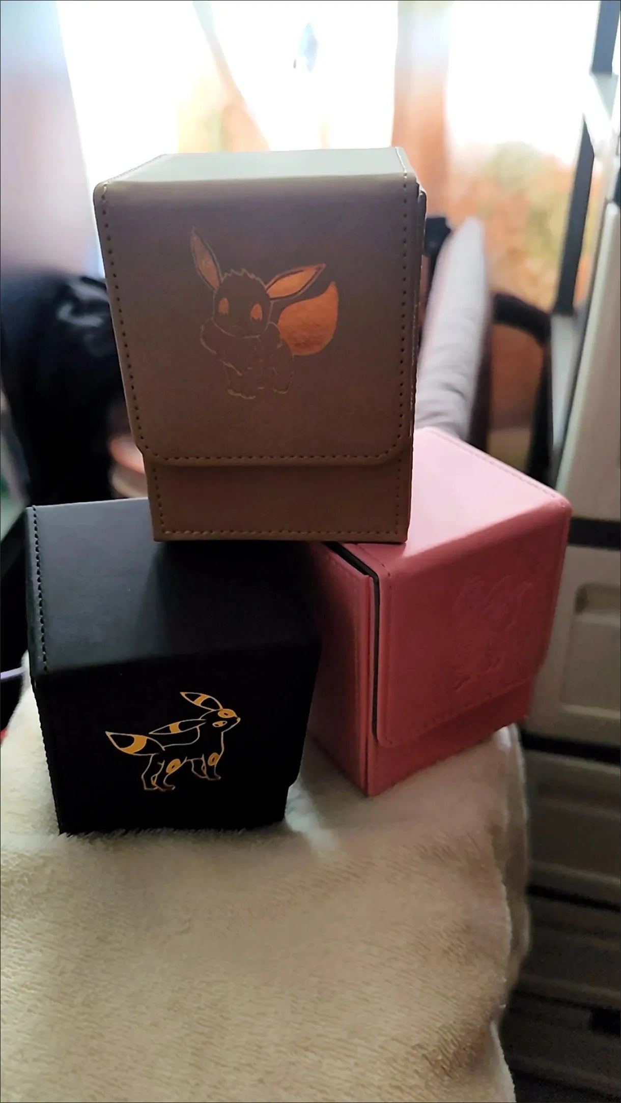 Cartoon Pokemon Card Deck Storage Box Kawaii Eevee Pu Ptcg Brand Box Gengar Large Capacity Card Deck Box Ws Card Case Toys