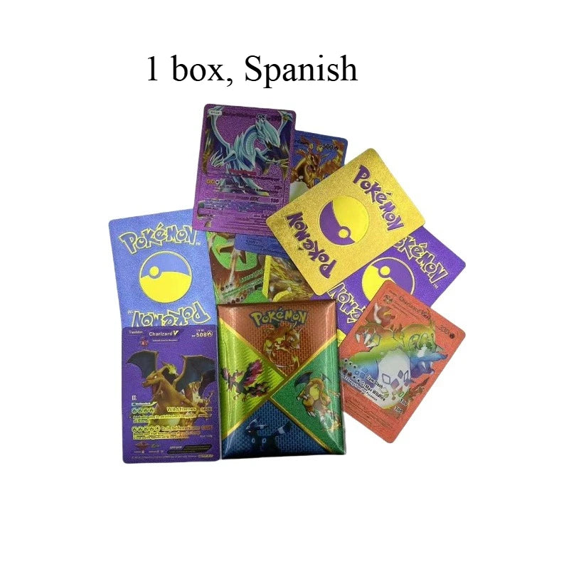 10~150Pcs Pokemon Cards German Spanish French English Vmax GX Color Energy Card Pikachu Rare Collection Battle Trainer Boys Gift