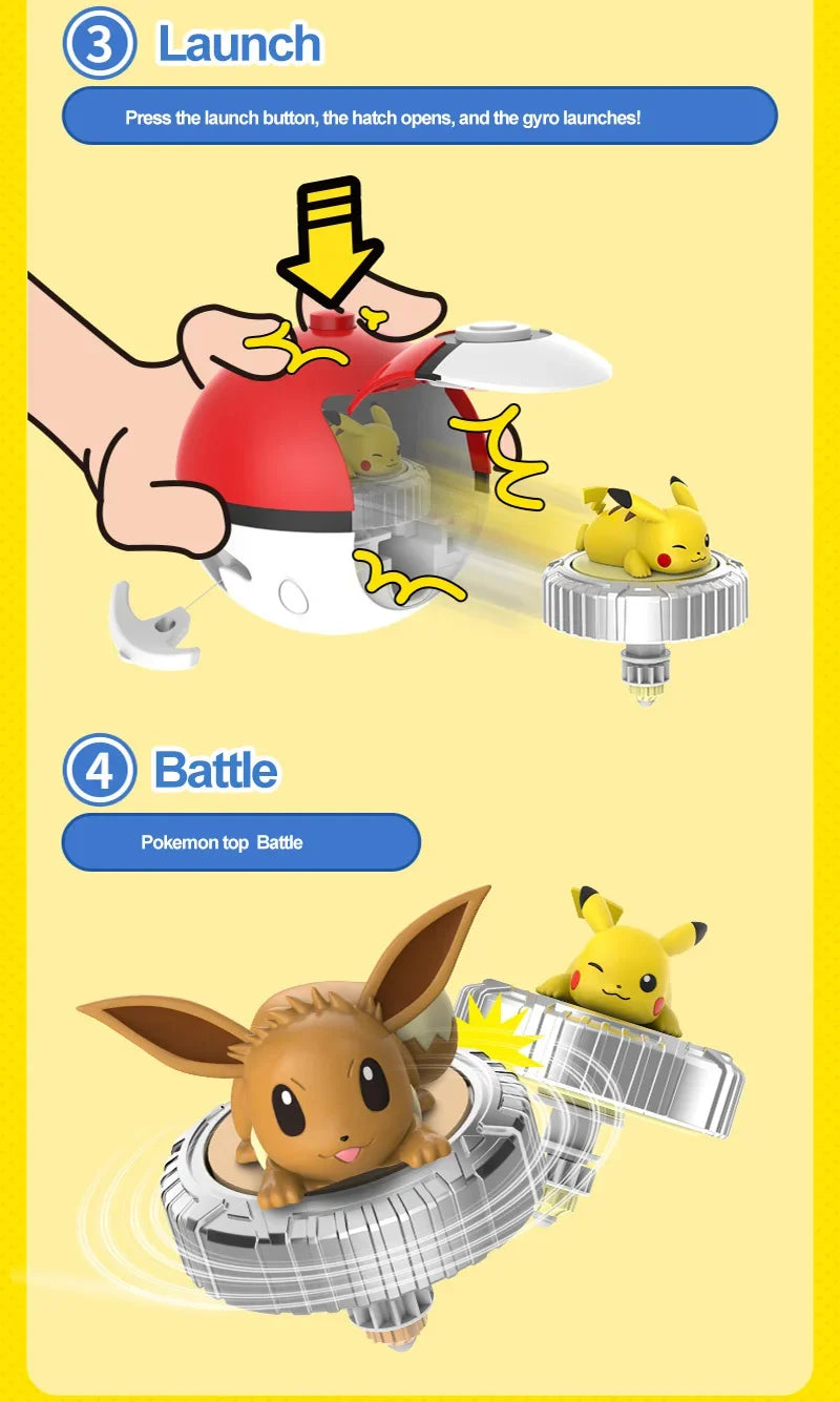 Pokemon Arena Set Spinning Top Ball Game Battle Pokeball Box Anime Figure Pikachu Charmander Squirtle Mew Eevee for Toy Child