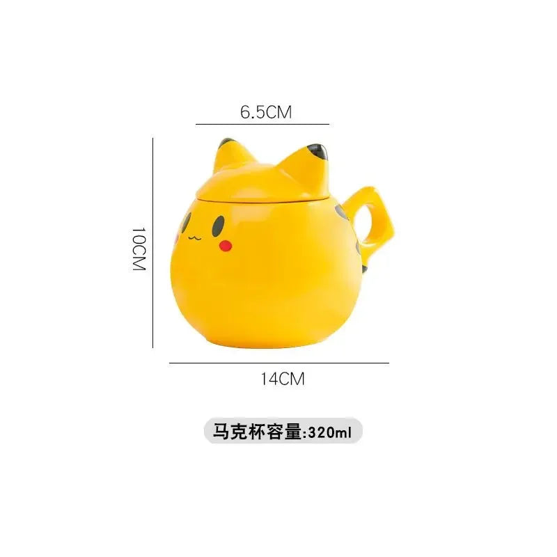 320ml Cute Pokemon Pikachu Ceramic Mug Creative Anime Modelling Children's Breakfast Milk Cup Coffee Tea Water Cup Boy Girl Gift