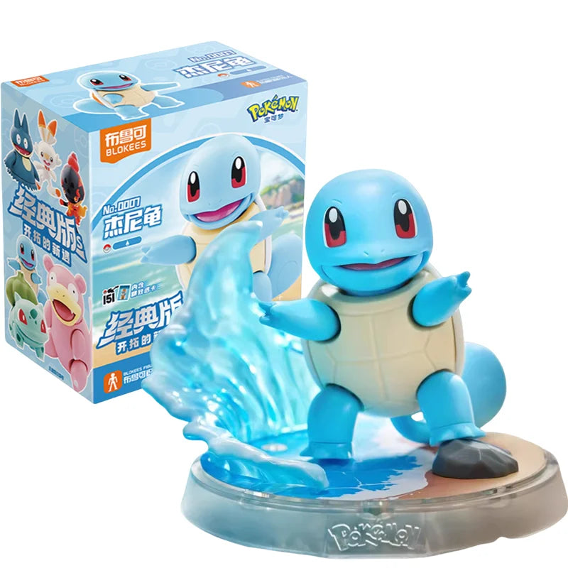 Original BLOKEES Pokemon Slowpoke Bulbasaur Squirtle Charcadet Snorlax Pikachu Blind Box Surprise Action Figure Anime Doll Toys