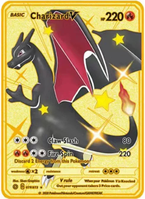 Pokemon English Metal Game Collection Card Anime Figure Charizard Pikachu Blastoise Mewtwo Battle Collection Carte Card Toy Gift
