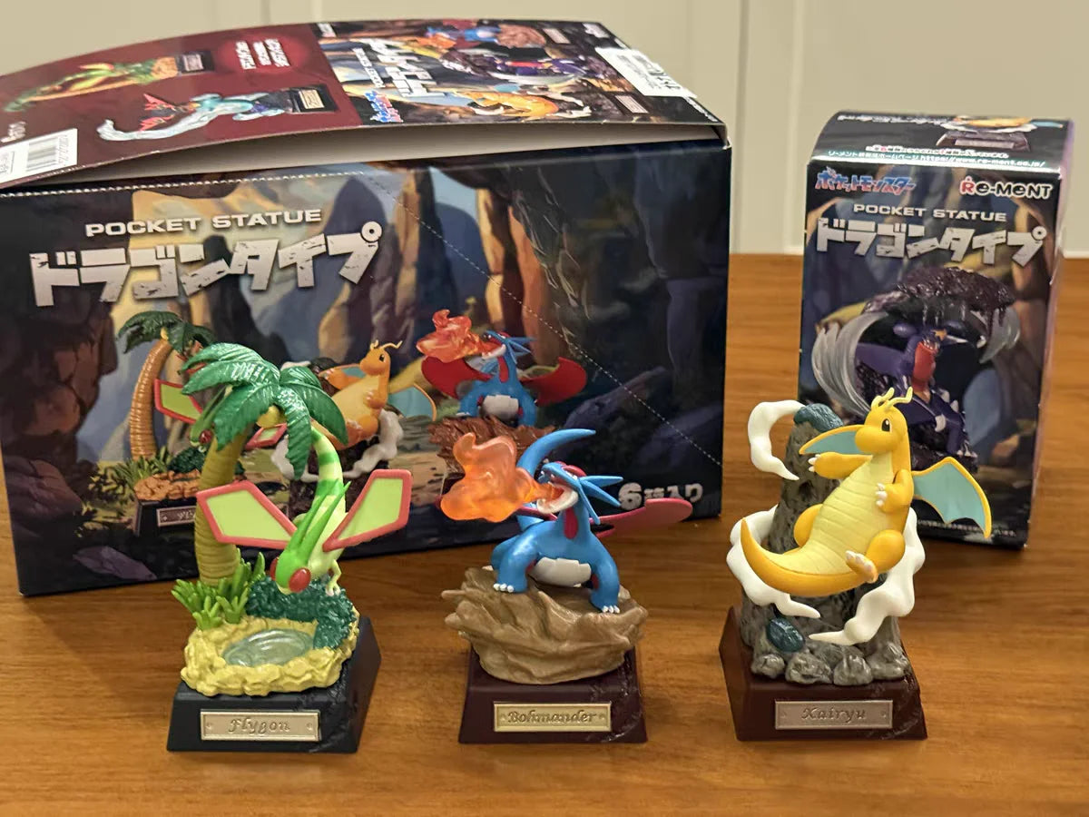 Original Re-Ment Pokemon Pocket Statue Dragon Type Dragonite Flygon Salamence Garchomp Goodra Dragapult Gift Toys