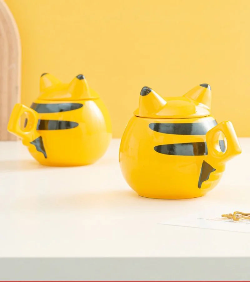 320ml Cute Pokemon Pikachu Ceramic Mug Creative Anime Modelling Children's Breakfast Milk Cup Coffee Tea Water Cup Boy Girl Gift