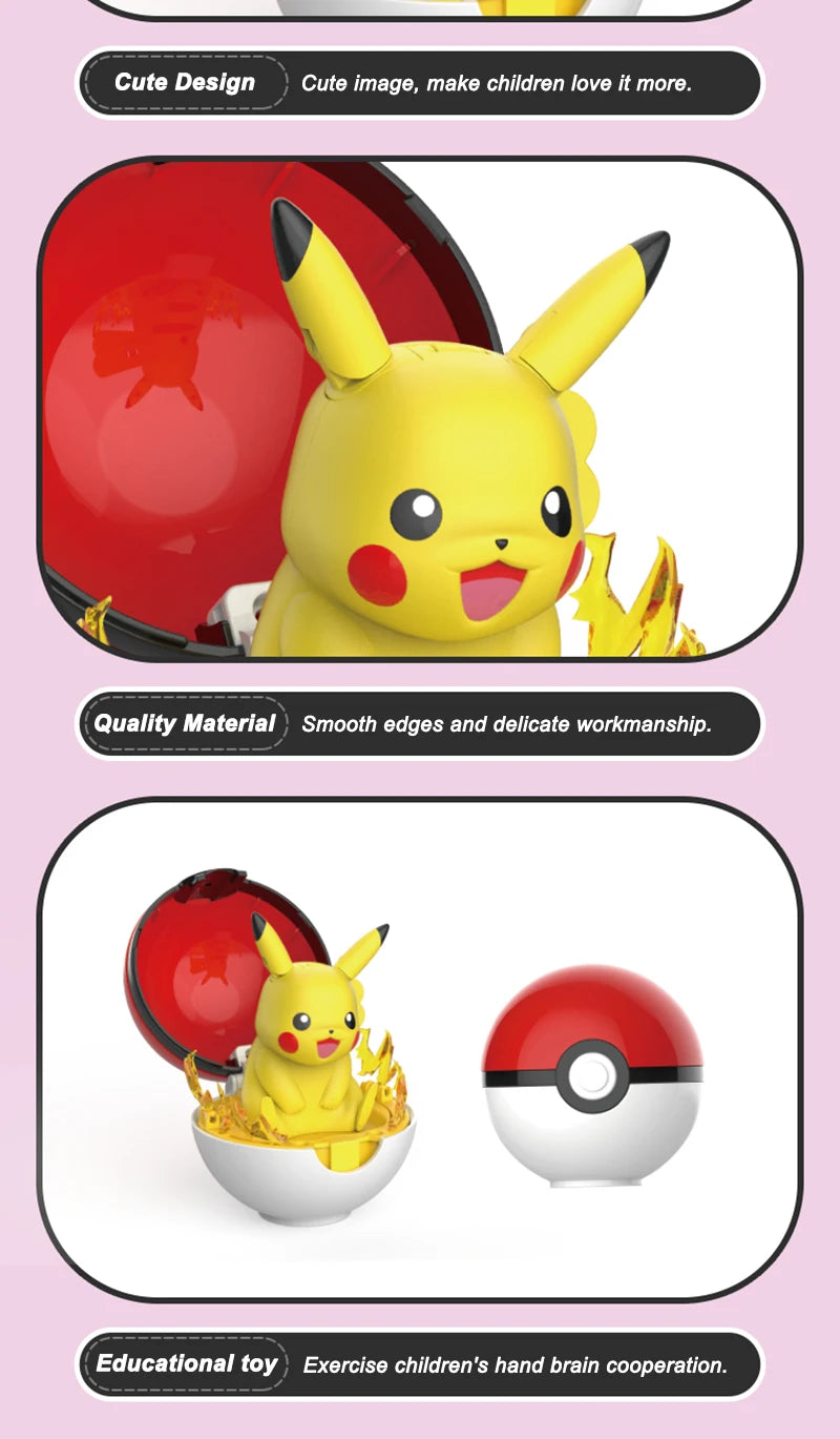 Pokemon Transform Toy Series Anime Figure Pikachu Piplup Mimikyu Cubone Cup-shaped Shrink Balls Toys For Children Birthday Gifts