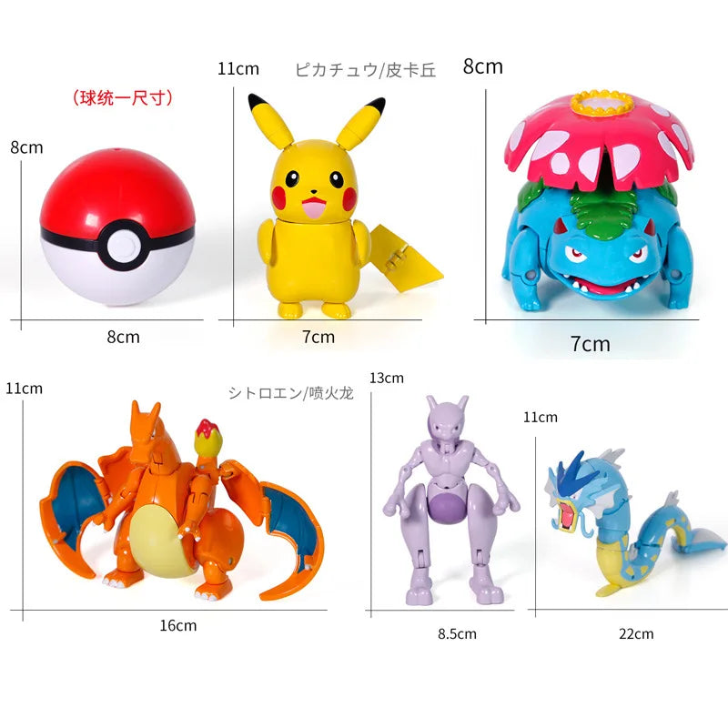 18 style Pokemon Figures Toys elf Monsters Ball Model Pikachu Gengar Pokeball Dragonite Snorlax Pokeball Action Figures gift