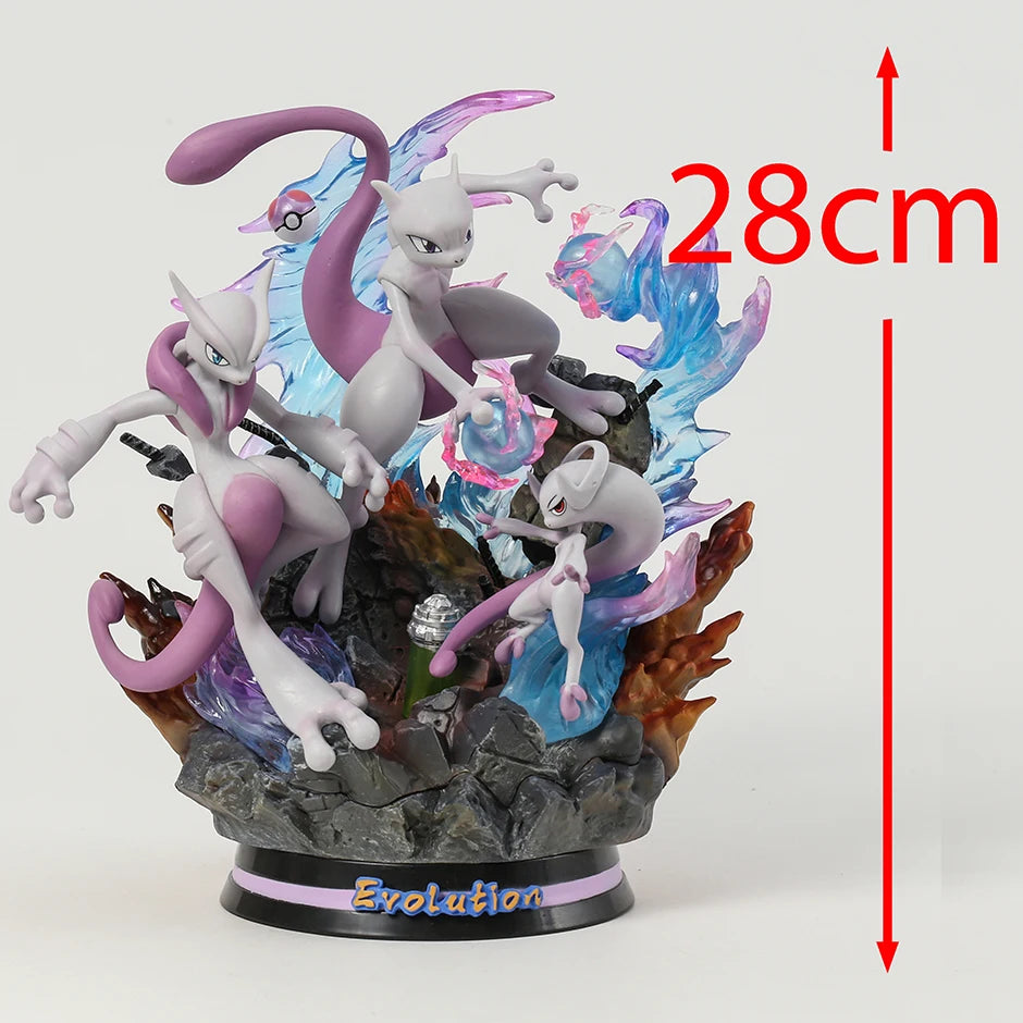 Pokemon Evolution Charizard Charmander Mewtwo Mew PVC Figure Collectible Model Toy with Light
