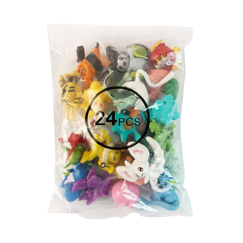 24-144pcs Pokemon Figurine Model Lot Bulk Buy Mini Small Styles Pikachu Anime Figure Doll Kawaii Toy Gift Birthday Kids Pack Bag