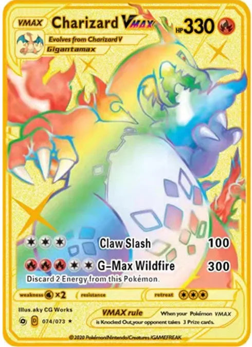 Pokemon English Metal Game Collection Card Anime Figure Charizard Pikachu Blastoise Mewtwo Battle Collection Carte Card Toy Gift