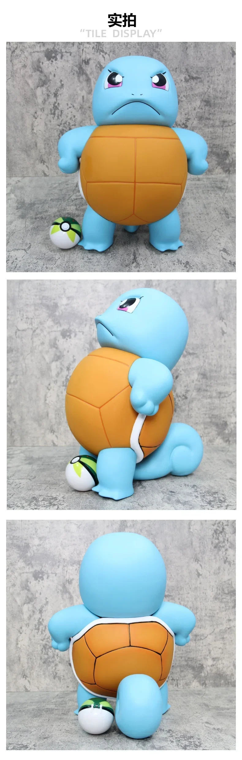 Pokemon 40cm Big Size Squirtle Anime Doll Handmade Kawaii Manga Peripheral Desktop Ornament Pvc  Collectible Model Kids Toy Gift
