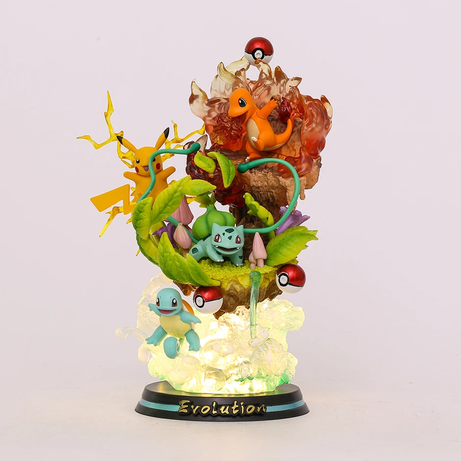 Pokemon Pikachu Charmander Bulbasaur Squirtle Evolution PVC Collection Model Statue Anime Figure Toy