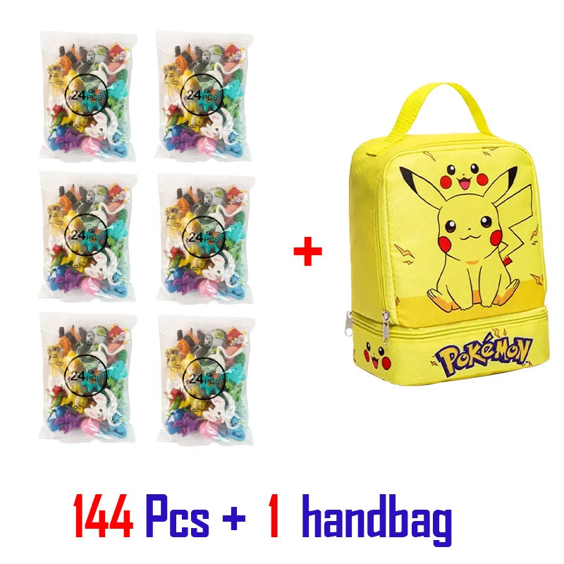 24-144pcs Pokemon Figurine Model Lot Bulk Buy Mini Small Styles Pikachu Anime Figure Doll Kawaii Toy Gift Birthday Kids Pack Bag