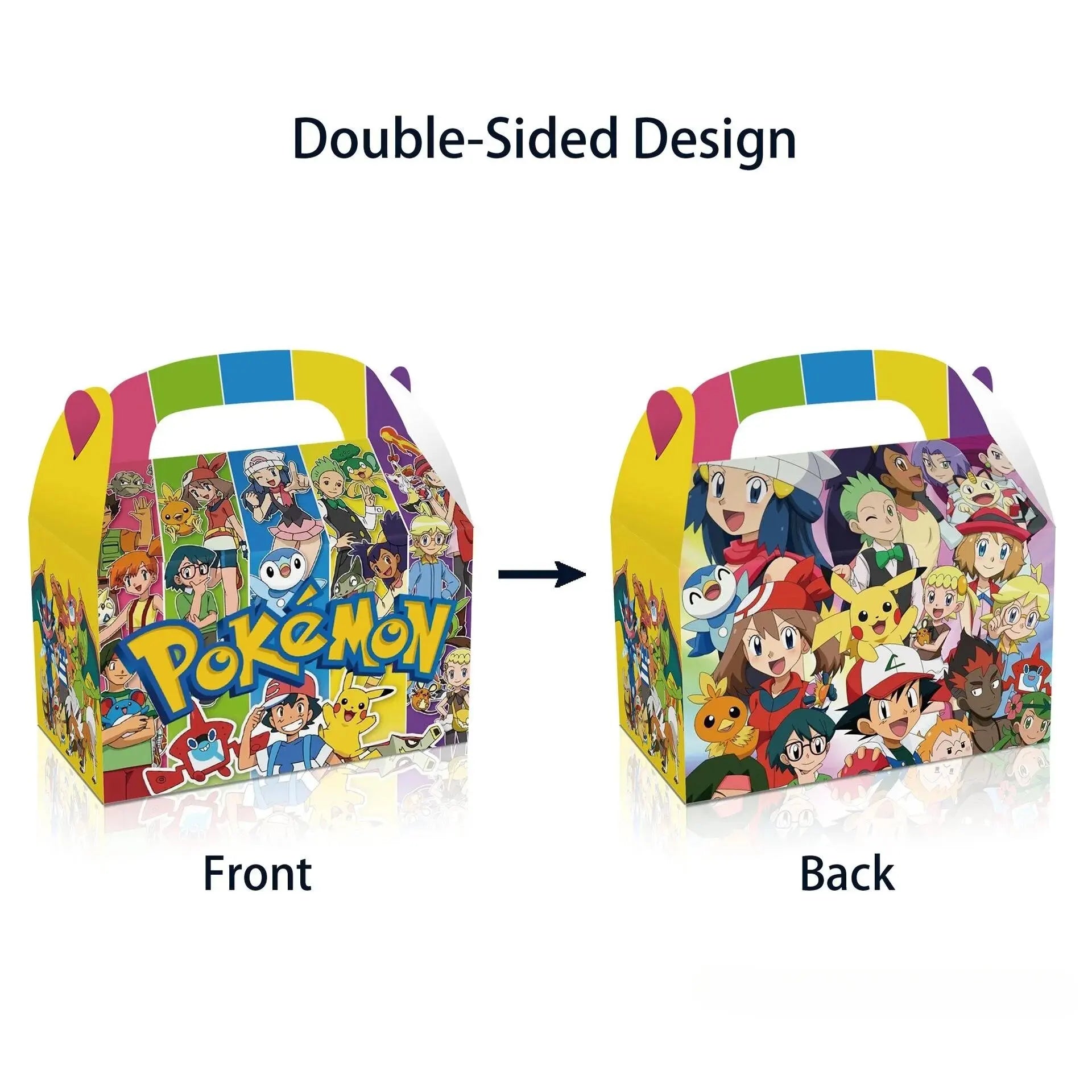 12/60PCS Pokemon Birthday Party Decor Pikachu Boy Paper Gift Bag Candy Box Baby Shower For Kids Favor Event Party Supplies Gifts