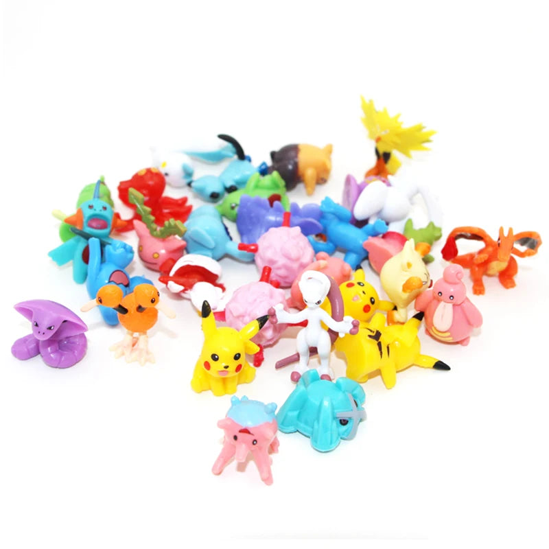 24-144pcs Pokemon Figurine Model Lot Bulk Buy Mini Small Styles Pikachu Anime Figure Doll Kawaii Toy Gift Birthday Kids Pack Bag