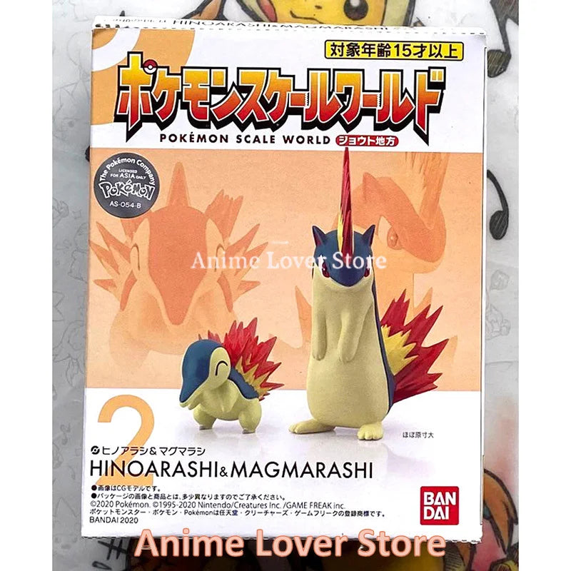 Bandai Original Scale World POKEMON Johto Region Gold Typhlosion Wobbuffet Totodile Togepi Pichu Anime Figure Toys for Kids Gift