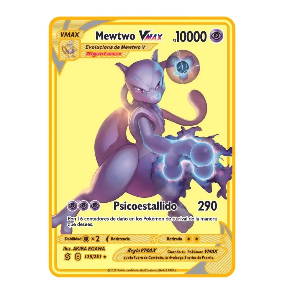2022Spanish Pokémon Cards Metal Pokemon Letters Spanish Pokemon Iron Cards Mewtwo Pikachu Gx Charizard Vmax Cartas Pokémon Vmax