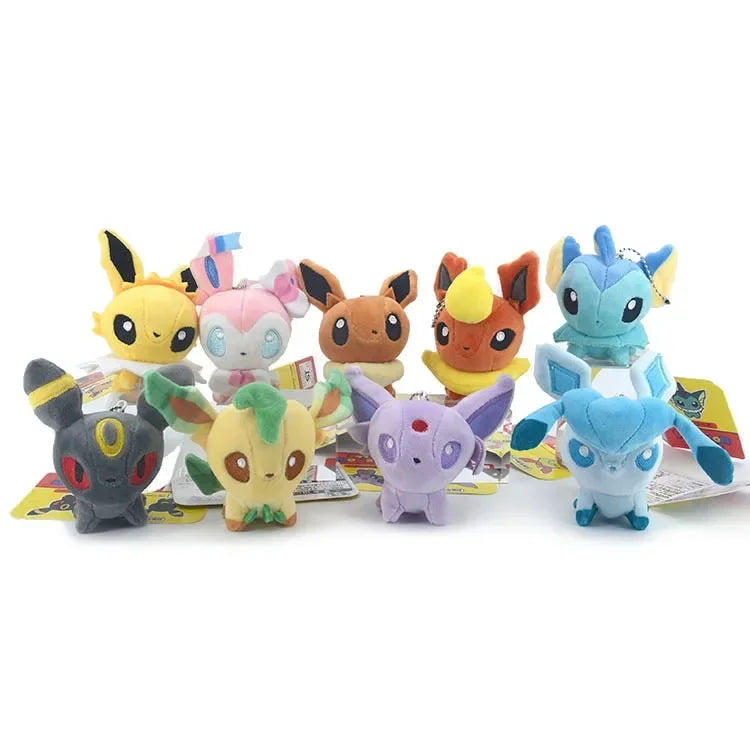 Pokemon Plush 10cm Eevee Keychain Anime Figures Umbreon Sylveon Espeon Soft Stuffed Plushie Doll Toy Pendant