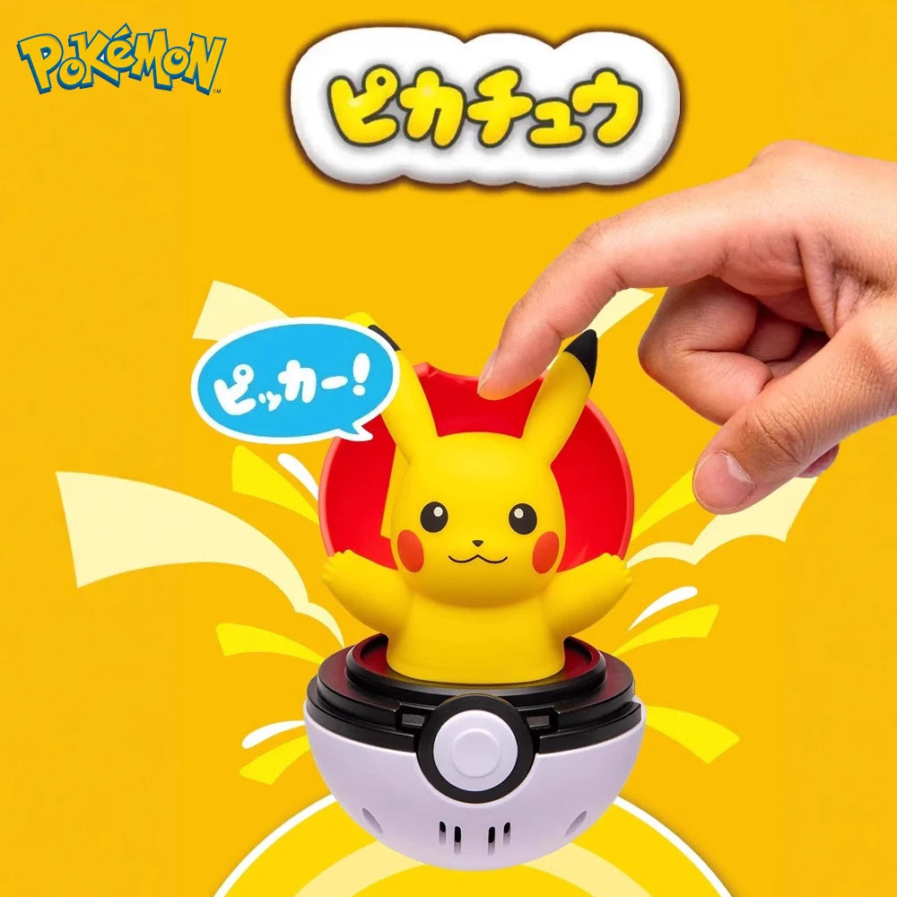 Original Pokemon Figure Toy Sprigatito Pikachu Gengar Psyduck Eevee Vocal Bounce Pinch Doll Anime Elf Ball Model Decoration