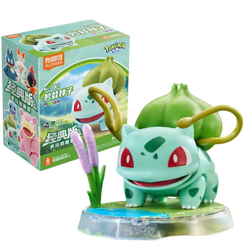 Original BLOKEES Pokemon Slowpoke Bulbasaur Squirtle Charcadet Snorlax Pikachu Blind Box Surprise Action Figure Anime Doll Toys