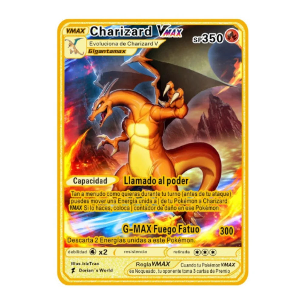2022Spanish Pokémon Cards Metal Pokemon Letters Spanish Pokemon Iron Cards Mewtwo Pikachu Gx Charizard Vmax Cartas Pokémon Vmax
