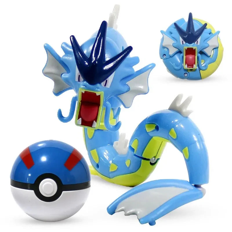Pokemon Action Figure Transformer Doll Pokeball Figurine Poke Ball Deform Pikachu Greninja Lucario Mew Snorlax Lapras Kids Toy
