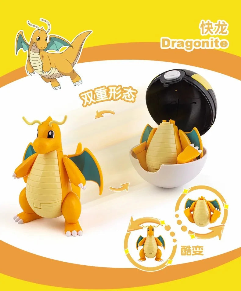 Original Pokemon Elf Ball Toys Pocket Monsters Figures Model Pikachu Gengar Elf Ball Dragonite Snorlax Lapras Kids Toy