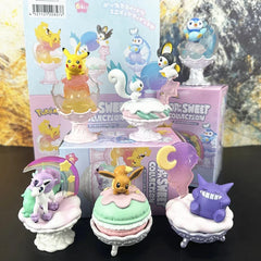 Pokemon Miniature Scene Ornaments Cup Figures Blind Box Toys Ponyta Gengar Pachirisu Emolga Doll Model Toys Kids Gifts