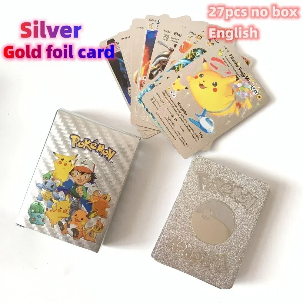 2024 NEW 27-55PCS Pokemon Colorful Gold Foil Card Charizard Pikachu Arceus Silver Rainbow English German VSTAR GX V VMAX Card