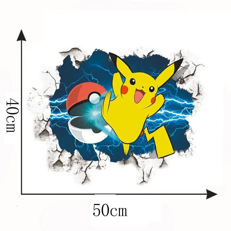 Pokemon PVC Wall Stickers Pikachu Anime Cartoon Room Wall Sticker Decor Living Room Dormitory Decoration Poster