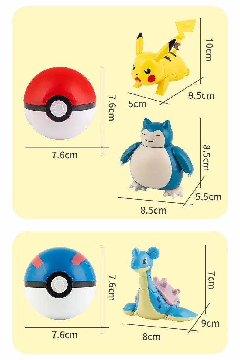 Original Pokeball Figures Toys Pocket Monsters Ball Model Pikachu Gengar Pokemon Elf Ball Dragonite Snorlax Lapras Kids Toy