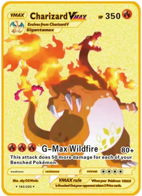 Pokemon English Metal Game Collection Card Anime Figure Charizard Pikachu Blastoise Mewtwo Battle Collection Carte Card Toy Gift