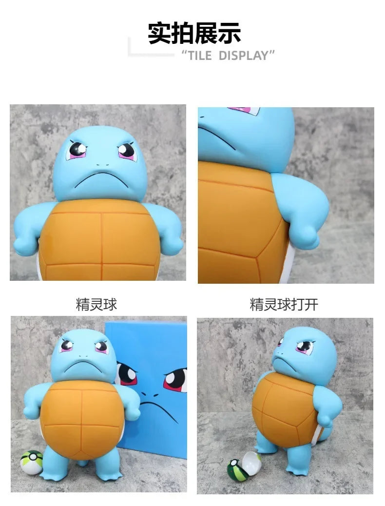 Pokemon 40cm Big Size Squirtle Anime Doll Handmade Kawaii Manga Peripheral Desktop Ornament Pvc  Collectible Model Kids Toy Gift